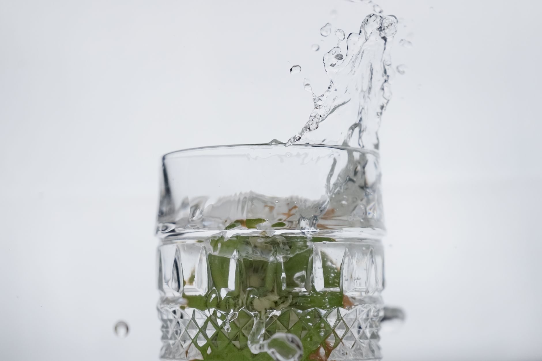 Water poured into a clear glass